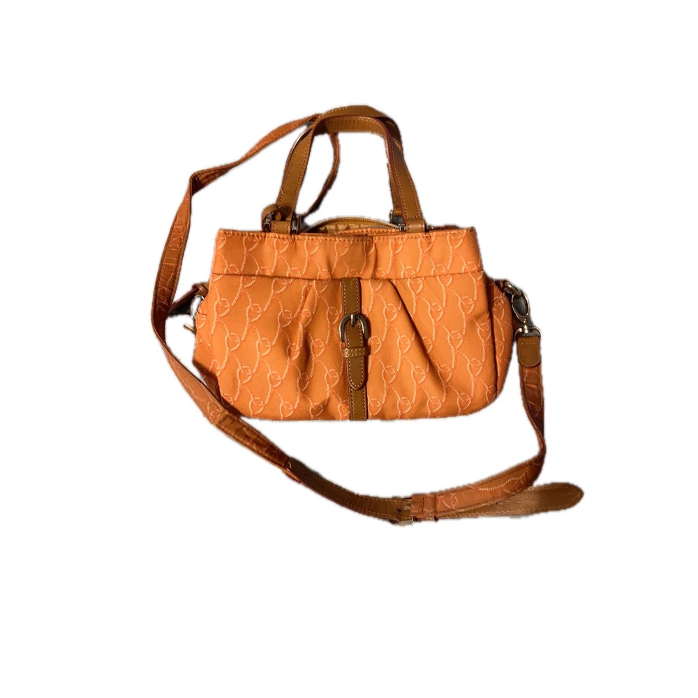 Roberta di Camerino Orange Heart Pattern Satchel Handbag Purse Shoulder Bag